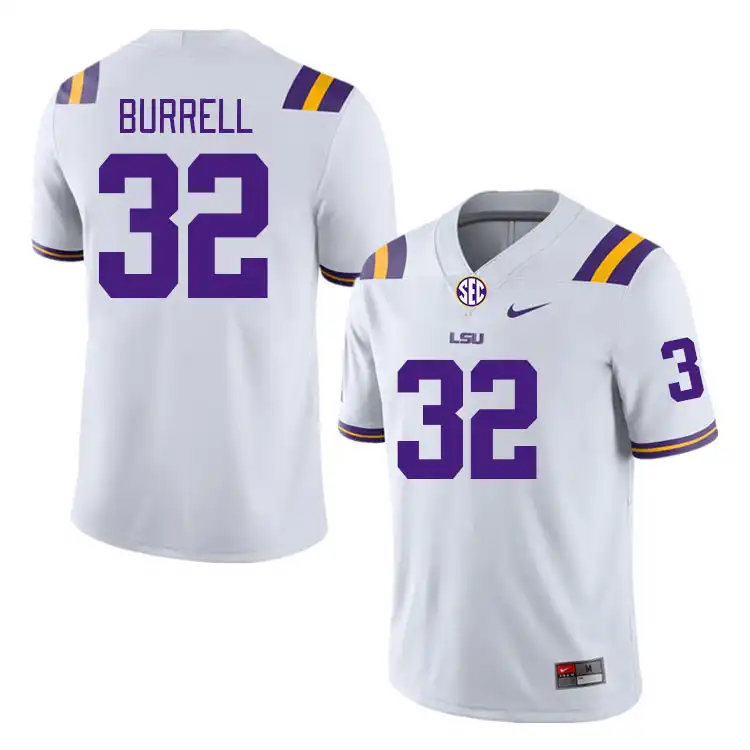 Men's LSU Tigers Aeron Burrell #32 White NCAA Football Jersey